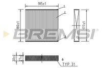 BREMSI FC0427 - año construcción hasta: 08/2009<br>Tipo de filtro: Filtro de carbón activado<br>Longitud [mm]: 178<br>Ancho [mm]: 185<br>Altura [mm]: 30<br>Cantidad: 1<br>Versión básica (art. n.º): 1987432173<br>