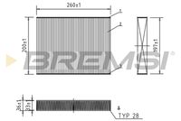 BREMSI FC0459A - Longitud [mm]: 260<br>Ancho [mm]: 202<br>Tipo de filtro: Filtro de partículas<br>Altura [mm]: 35<br>