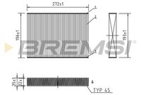 BREMSI FC0470 - año construcción hasta: 07/2011<br>Tipo de filtro: Filtro de carbón activado<br>Longitud [mm]: 272<br>Ancho [mm]: 196<br>Altura [mm]: 32<br>Cantidad: 1<br>Versión básica (art. n.º): 1987432205<br>Versión de alta eficiencia con carbón activo (art. n.º): 0986628661<br>