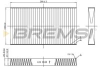 BREMSI FC0477C - Ancho [mm]: 160<br>Altura [mm]: 29,5<br>Longitud [mm]: 288<br>Tipo de filtro: Filtro de carbón activado<br>