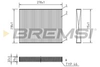 BREMSI FC0993 - Tipo de filtro: Filtro de carbón activado<br>Longitud [mm]: 278<br>Ancho [mm]: 219<br>Altura [mm]: 30<br>Cantidad: 1<br>Unidad de cantidad: Pieza<br>Versión básica (art. n.º): 1987432114<br>Versión de alta eficiencia con carbón activo (art. n.º): 0986628617<br>