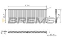 BREMSI FC1532C - Tipo de filtro: Filtro de partículas<br>Longitud [mm]: 411<br>Ancho [mm]: 144<br>Altura [mm]: 17<br>