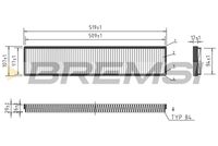 BREMSI FC1535 - Tipo de filtro: Filtro de carbón activado<br>Longitud [mm]: 511<br>Ancho [mm]: 105<br>Altura [mm]: 35<br>Cantidad: 1<br>Versión básica (art. n.º): 1987432073<br>