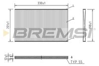 BREMSI FC1537 - Altura [mm]: 17<br>Tipo de filtro: Filtro de carbón activado<br>Longitud [mm]: 411<br>Ancho [mm]: 144<br>