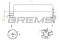 BREMSI FE0052 - Tipo de filtro: Filtro de tubería<br>Diámetro [mm]: 55<br>Diámetro exterior 1 [mm]: 56<br>Altura [mm]: 251<br>Ø entrada [mm]: 9<br>Ø salida [mm]: 14<br>