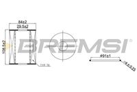 BREMSI FL2543 - Tipo de filtro: Cartucho filtrante<br>Artículo complementario/Información complementaria: con junta<br>Altura [mm]: 109<br>Diámetro exterior [mm]: 83<br>Diám. int. 1 [mm]: 37<br>Diámetro de junta tórica [mm]: 92<br>