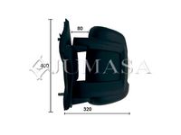 JUMASA 54023512 - Lado de montaje: izquierda<br>Ancho [mm]: 320<br>Altura [mm]: 400<br>Tipo de lámpara: WY5W<br>Tipo de servicio: manual<br>Función de las luces: con luz intermitente<br>Vehículo con dirección a la izquierda / derecha: para vehic. dirección izquierda<br>Número de conexiones: 2<br>Retrovisor exterior/interiror: con espejo gran angular<br>Retrovisor exterior/interiror: brazo corto de espejo<br>Retrovisor exterior/interiror: convexo<br>Versión: 80<br>