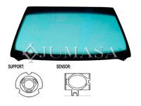 JUMASA V3330542 - Color: verde<br>Cristales: Cristal control solar<br>Cristales: preparado para sensor de lluvia<br>Cristales: preparado para sensor de luz<br>Cristales: con mirilla para número de chasis (VIN)<br>Número de puertas: 4<br>Longitud [mm]: 1522<br>Altura [mm]: 893<br>Calidad: JumasaSTAR Certified<br>