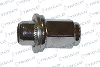 TRICLO 336097 - Espesor [mm]: 26<br>Diámetro exterior [mm]: 23,7<br>Tamaño de rosca interior: M12 x 1,5<br>Calidad/Clase: 8<br>Ancho de llave: 17<br>Ancho de llave: 19<br>Fijación de las ruedas: Asiento cónico F<br>Material: Acero<br>Superficie: cromado<br>Lado de montaje: Eje delantero<br>Lado de montaje: Eje trasero<br>Peso [kg]: 0,26<br>con cerrojo: cerrable<br>para OE N°: M115<br>