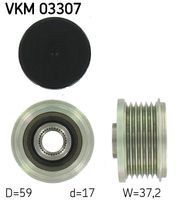 SKF VKM03307 - Corriente de carga alternador [A]: 150<br>Restricción de fabricante: Valeo<br>Nº alternador: TG 15 C 028<br>Nº alternador: TG 15 C 053<br>Nº alternador: TG 15 C 020<br>Nº art. herramienta recomendada: VKN 350<br>para generador con número OE: 5705.AS<br>para generador con número OE: 5705.NH<br>para generador con número OE: 5705.EY<br>para n° fabricante: F-236591.01<br>para n° fabricante: F-236591.02<br>para n° fabricante: F-236591.04<br>para n° fabricante: F-236591.06<br>Ancho [mm]: 38,2<br>Número de nervaduras: 6<br>Diámetro interior [mm]: 17<br>Diámetro exterior [mm]: 59<br>Artículo complementario / información complementaria 2: se requiere herramiente especial para montaje<br>