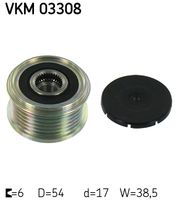 SKF VKM03308 - Corriente de carga alternador [A]: 150<br>Restricción de fabricante: Bosch<br>Nº alternador: 0124 615 027<br>Nº art. herramienta recomendada: VKN 350<br>para generador con número OE: 5705.AA<br>para generador con número OE: 5705.ER<br>para n° fabricante: F-232369<br>para n° fabricante: F-232369.02<br>para n° fabricante: F-232369.03<br>para n° fabricante: F-232369.09<br>Ancho [mm]: 6<br>Número de nervaduras: 33<br>Diámetro exterior [mm]: 57,5<br>Artículo complementario / información complementaria 2: se requiere herramiente especial para montaje<br>