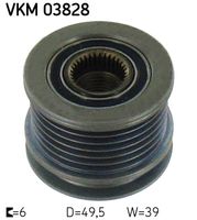 SKF VKM03828 - nº de motor hasta: S977549<br>Equipamiento de vehículo: para vehículos sin sistema Start&Stop<br>para generador con número OE: A 013 154 68 02<br>para generador con número OE: A 000 906 88 02<br>para n° fabricante: F-552901.XX<br>Ancho [mm]: 45,7<br>Número de nervaduras: 6<br>Diámetro interior [mm]: 17<br>Diámetro exterior [mm]: 55<br>Artículo complementario / información complementaria 2: se requiere herramiente especial para montaje<br>