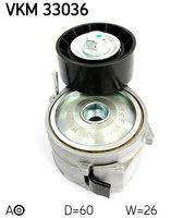 SKF VKM33036 - Código de motor: TU5JP4<br>Lado de montaje: centro<br>Unidades accionadas: Alternador<br>Equipamiento de vehículo: para vehículos sin aire acondicionado<br>Diámetro [mm]: 70<br>Ancho [mm]: 27<br>Juego alternativo de reparación: VKM 33018-1<br>