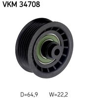 SKF VKM34708 - Lado de montaje: izquierda<br>Unidades accionadas: Alternador<br>Tipo de tracción: Tracción delantera<br>Equipamiento de vehículo: para vehículos con climatizador<br>Equipamiento de vehículo: para vehículos sin sistema Start&Stop<br>Diámetro [mm]: 65<br>Ancho [mm]: 22,5<br>Número de nervaduras: 6<br>Diámetro de brida [mm]: 67,3<br>Artículo complementario / información complementaria 2: con material de fijación<br>