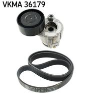 SKF VKMA36179 - año construcción desde: 12/2007<br>Unidades accionadas: Alternador<br>Equipamiento de vehículo: para vehículos sin aire acondicionado<br>Equipos/Rodillos: incl. rodillo guía<br>Longitud [mm]: 1127<br>Ancho [mm]: 21,36<br>Material de las correas: EPDM (Ethylen-Propylen-Dien-Caucho)<br>Número de nervaduras: 6<br>SVHC: No existen sustancias SVHC<br>