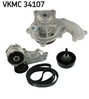 SKF VKMC34107 - Bomba de agua + kit de correa poli V