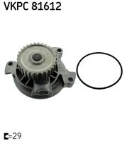 SKF VKPC81612 - N.º de chasis (VIN) hasta: 8B-M-033 000<br>Modelo bomba agua: para accionamiento con correa trapecial<br>Material rotor de la bomba: Hierro fundido<br>Artículo complementario/Información complementaria: con juntas<br>Número de dientes: 29<br>