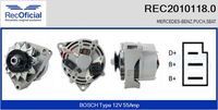 RECOFICIAL 20101180 - Código de motor: M 110.988<br>Diámetro [mm]: 70<br>Modelo de alternador: excl. bomba vacío<br>Tensión [V]: 14<br>Corriente de carga alternador [A]: 65<br>Poleas: con polea<br>poleas - Ø [mm]: 73<br>ID del modelo de conector: PL22<br>