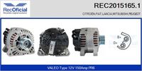 RECOFICIAL 20151651 - Equipamiento de vehículo: para vehículos con climatizador<br>apropiado para vehíc con corriente carga alternador [A]: 150<br>Tensión [V]: 12<br>Corriente de carga alternador [A]: 150<br>ID del modelo de conector: CPA0094<br>Número de nervaduras: 6<br>poleas - Ø [mm]: 54<br>Pinza: M8<br>Poleas: con polea para correa poli V<br>Artículo complementario/Información complementaria: con regulador incorporado<br>Cant. taladros roscados: 2<br>Versión: .0<br>Cantidad de agujeros de fijación: 4<br>para fabricante volante: CITROËN<br>para fabricante volante: PEUGEOT<br>