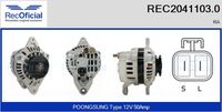 RECOFICIAL REC20411030 - Alternador