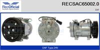 RECOFICIAL SAC650020 - Restricción de fabricante: SANDEN-EQUIVALENT<br>Artículo complementario / información complementaria 2: con aceite de compresor PAG<br>ID compresor: SD7H15<br>Tensión [V]: 24<br>Aceite para compresor: PAG 46<br>Número de canales: 7<br>poleas - Ø [mm]: 136<br>Capacidad aceite [ml]: 175<br>Ø entrada [mm]: 16,7<br>Ø salida [mm]: 15,2<br>ID culata (compresor): SB<br>Calidad: OE-EQUIVALENT<br>Forma del enchufe: oval<br>Artículo complementario / información complementaria 2: con junta tórica<br>