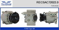 RECOFICIAL SAC720220 - Restricción de fabricante: VISTEON-EQUIVALENT<br>Artículo complementario / información complementaria 2: con aceite de compresor PAG<br>Poleas: con polea para correa poli V<br>ID compresor: SCROLL 90V<br>Tensión [V]: 12<br>Aceite para compresor: PAG 46<br>Número de canales: 6<br>poleas - Ø [mm]: 97<br>Capacidad aceite [ml]: 200<br>Calidad: OE-EQUIVALENT<br>Artículo complementario / información complementaria 2: con junta tórica<br>