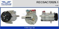 RECOFICIAL SAC720291 - Tensión [V]: 12<br>Restricción de fabricante: SANDEN<br>Número de nervaduras: 6<br>poleas - Ø [mm]: 110<br>Vehículo con dirección a la izquierda / derecha: para dirección izquierda/derecha<br>Poleas: polea correa poli V<br>peso [g]: 5800<br>ID compresor: SD7V16<br>Versión: .0<br>Cantidad de agujeros de fijación: 3<br>Agente frigorífico: R 134 a<br>para fabricante volante: CITROËN<br>para fabricante volante: FORD<br>para fabricante volante: PEUGEOT<br>