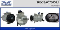 RECOFICIAL SAC730581 - Tensión [V]: 12<br>Restricción de fabricante: DENSO<br>Vehículo con dirección a la izquierda / derecha: para dirección izquierda/derecha<br>Poleas: polea correa poli V<br>Versión: .0<br>Agente frigorífico: R 134 a<br>para fabricante volante: AUDI<br>para fabricante volante: PORSCHE<br>