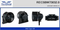 RECOFICIAL SBW730320 - Equipamiento de vehículo: para vehículos con climatizador automático<br>Tensión [V]: 12<br>Vehículo con dirección a la izquierda / derecha: para vehic. dirección izquierda<br>Versión: .1<br>para fabricante volante: AUDI<br>para fabricante volante: ISUZU<br>para fabricante volante: SEAT<br>para fabricante volante: SKODA<br>para fabricante volante: VW<br>