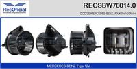 RECOFICIAL SBW760140 - Equipamiento de vehículo: para vehículos con/sin climatización<br>Tensión [V]: 12<br>Vehículo con dirección a la izquierda / derecha: para vehic. dirección izquierda<br>Versión: .1<br>para fabricante volante: DODGE<br>para fabricante volante: MERCEDES-BENZ<br>para fabricante volante: VW<br>