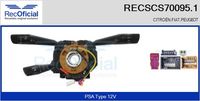 RECOFICIAL SCS700951 - Equipamiento de vehículo: para vehículos con OBD<br>Tensión [V]: 12<br>Vehículo con dirección a la izquierda / derecha: para vehic. dirección izquierda<br>Artículo complementario/Información complementaria: Con muelle de arrollamiento de airbag<br>Función de interruptor combinado: con función limpia y lava<br>Función de interruptor combinado: con función de conmutación de luces<br>Función de interruptor combinado: con función de intervalo de limpieza<br>Versión: .1<br>para fabricante volante: CITROËN<br>para fabricante volante: FIAT<br>para fabricante volante: PEUGEOT<br>