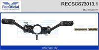 RECOFICIAL SCS730131 - Equipamiento de vehículo: para vehículos con dirección asistida<br>Equipamiento de vehículo: para vehículos con OBD<br>Tensión [V]: 12<br>Vehículo con dirección a la izquierda / derecha: para vehic. dirección izquierda<br>Función de interruptor combinado: con función limpia trasero<br>Función de interruptor combinado: con función intermitente<br>Función de interruptor combinado: con función de conmutación de luces<br>Función de interruptor combinado: con función de limpia y lavaparabrisas trasero<br>Función de interruptor combinado: con función de limpia<br>Función de interruptor combinado: con función de intervalo de limpieza<br>Función de interruptor combinado: con función de lavado<br>Versión: .1<br>para fabricante volante: SEAT<br>para fabricante volante: SKODA<br>para fabricante volante: VW<br>