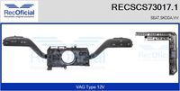 RECOFICIAL SCS730171 - Equipamiento de vehículo: para vehículos con dirección asistida<br>Equipamiento de vehículo: para vehículos con OBD<br>Tensión [V]: 12<br>Vehículo con dirección a la izquierda / derecha: para vehic. dirección izquierda<br>Función de interruptor combinado: con función limpia trasero<br>Función de interruptor combinado: con función intermitente<br>Función de interruptor combinado: con función de conmutación de luces<br>Función de interruptor combinado: con función de limpia y lavaparabrisas trasero<br>Función de interruptor combinado: con función de ordenador de a bordo<br>Función de interruptor combinado: con función de limpia<br>Función de interruptor combinado: con función de lavado<br>Versión: .0<br>para fabricante volante: SEAT<br>para fabricante volante: SKODA<br>para fabricante volante: VW<br>