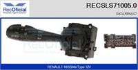 RECOFICIAL SLS710050 - Equipamiento de vehículo: para vehículos con OBD<br>Tensión [V]: 12<br>Vehículo con dirección a la izquierda / derecha: para vehic. dirección izquierda<br>Función de interruptor combinado: con función intermitente<br>Función de interruptor combinado: con función de conmutación de luces<br>Función de interruptor combinado: con función de luz antiniebla<br>Versión: .1<br>para fabricante volante: DACIA<br>para fabricante volante: RENAULT<br>