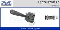 RECOFICIAL SLS710210 - Equipamiento de vehículo: para vehículos con OBD<br>Tensión [V]: 12<br>Vehículo con dirección a la izquierda / derecha: para vehic. dirección izquierda<br>Función de interruptor combinado: con función intermitente<br>Función de interruptor combinado: con función de conmutación de luces<br>Función de interruptor combinado: con función de luz antiniebla<br>Función de interruptor combinado: con función de luz antiniebla trasera<br>Función de interruptor combinado: con bocina<br>Versión: .1<br>para fabricante volante: DACIA<br>para fabricante volante: RENAULT<br>