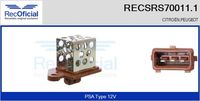 RECOFICIAL SRS700111 - Equipamiento de vehículo: para vehículos con/sin climatización<br>Tensión [V]: 12<br>Resistencia [Ohm]: 0,23<br>Versión: .0<br>para fabricante volante: CITROËN<br>para fabricante volante: PEUGEOT<br>