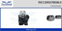 RECOFICIAL SRS700380 - Equipamiento de vehículo: para vehículos con climatizador<br>Tensión [V]: 12<br>Resistencia [Ohm]: 0,80<br>Versión: .1<br>para fabricante volante: CITROËN<br>para fabricante volante: PEUGEOT<br>