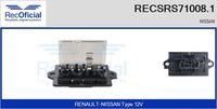 RECOFICIAL SRS710081 - Equipamiento de vehículo: para vehículos con/sin climatización<br>Tensión [V]: 12<br>Regulador: con regulador para todo el rango de revoluciones<br>Versión: .0<br>para fabricante volante: NISSAN<br>