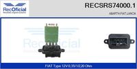 RECOFICIAL SRS740001 - Equipamiento de vehículo: para vehículos con/sin climatización<br>Tensión [V]: 12<br>Resistencia [Ohm]: 0,35<br>Resistencia [Ohm]: 1<br>Resistencia [Ohm]: 2,20<br>Versión: .0<br>para fabricante volante: ABARTH<br>para fabricante volante: FIAT<br>para fabricante volante: LANCIA<br>