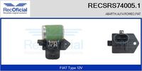 RECOFICIAL SRS740051 - Resistencia serie, motor eléctrico (ventilador del radiador)