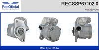 RECOFICIAL SSP671020 - Presión [bar]: 180<br>Tipo de servicio: hidráulico<br>Vehículo con dirección a la izquierda / derecha: para dirección izquierda/derecha<br>Poleas: sin polea<br>Sentido de giro: Sentido de giro a la derecha (horario)<br>Versión: .1<br>para fabricante dirección: LUK<br>para fabricante dirección: ZF<br>para fabricante volante: MAN<br>para fabricante volante: NEOPLAN<br>