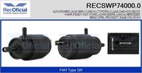 RECOFICIAL SWP740000 - Equipamiento de vehículo: para vehículos con lavaparabrisas trasero<br>Tensión [V]: 12<br>Tipo de bomba: Monobomba<br>Versión: .0<br>para fabricante volante: OPEL<br>para fabricante volante: SAAB<br>para fabricante volante: SEAT<br>para fabricante volante: VW<br>