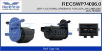 RECOFICIAL SWP740060 - Equipamiento de vehículo: para vehículos con lavaparabrisas trasero<br>Tensión [V]: 12<br>Tipo de bomba: Bomba doble<br>