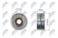 NTY RNK-NS-015 - Diámetro [mm]: 70<br>Ancho [mm]: 26<br>Accionamiento rodillo tensor: automático<br>Número de fabricación: RNK-DW-000<br>