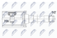 GSP 805020 - Lado de montaje: Eje trasero, derecha<br>Lado de montaje: lado de engranaje<br>Clase de caja de cambios: Transmisión automática<br>Clase de caja de cambios: Caja de cambios manual<br>Longitud [mm]: 26<br>Dentado int. diferencial, lado engranaje: 25<br>