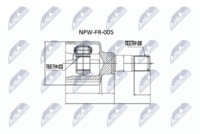 NTY NPW-FR-005 - Lado de montaje: Eje delantero, derecha<br>Lado de montaje: lado de engranaje<br>Clase de caja de cambios: Caja de cambios manual<br>Longitud [mm]: 481<br>Peso [kg]: 4,81<br>Dentado exterior, lado de diferencial: 26<br>Dentado int. diferencial, lado engranaje: 23<br>Diámetro de junta tórica [mm]: 40<br>