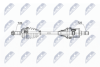 NTY NPW-HD-047 - Lado de montaje: Eje delantero, derecha<br>Clase de caja de cambios: Transmisión automática<br>Longitud [mm]: 912<br>Peso [kg]: 7,57<br>Dentado exterior, lado de rueda: 26<br>Dentado exterior, lado de diferencial: 25<br>Dentado interno, lado de rueda: 28<br>