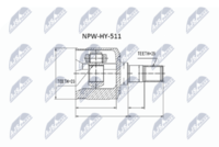 NTY NPW-HY-511 - Lado de montaje: lado de rueda<br>Longitud [mm]: 155,5<br>Peso [kg]: 2,05<br>Dentado exterior, lado de rueda: 25<br>Dentado interno, lado de rueda: 30<br>Diámetro de junta tórica [mm]: 50<br>Número de dientes, anillo ABS: 29<br>Especificación: without bearing<br>long. de embalaje [cm]: 20,00<br>Ancho de embalaje [cm]: 12,00<br>h embalaje [cm]: 12,00<br>