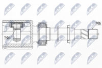 GSP 841348 - Clase de caja de cambios: Caja de cambios manual<br>Lado de montaje: lado de engranaje<br>Lado de montaje: Eje delantero, izquierda<br>Longitud [mm]: 174<br>Dentado exterior, lado de diferencial: 26<br>Dentado int. diferencial, lado engranaje: 24<br>Diámetro de junta tórica [mm]: 40<br>