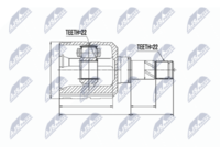 NTY NPW-PL-002 - Clase de caja de cambios: Caja de cambios manual<br>Lado de montaje: lado de rueda<br>Dentado exterior, lado de rueda: 22<br>Dentado interno, lado de rueda: 22<br>Diámetro de junta tórica [mm]: 52,2<br>Tipo de articulación: Junta homocinética a bolas<br>Árbol de impulsión: sin anillo ABS<br>Longitud [mm]: 145<br>Diámetro exterior [mm]: 81<br>Superficie: recubrimiento de polvo<br>